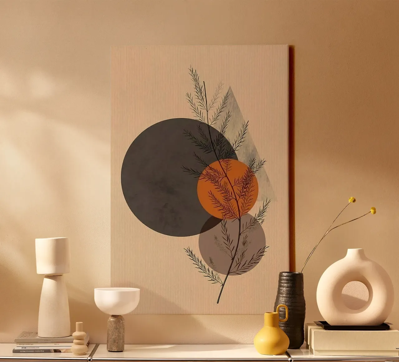 circle shape branch canvas with Floater frame by huminity