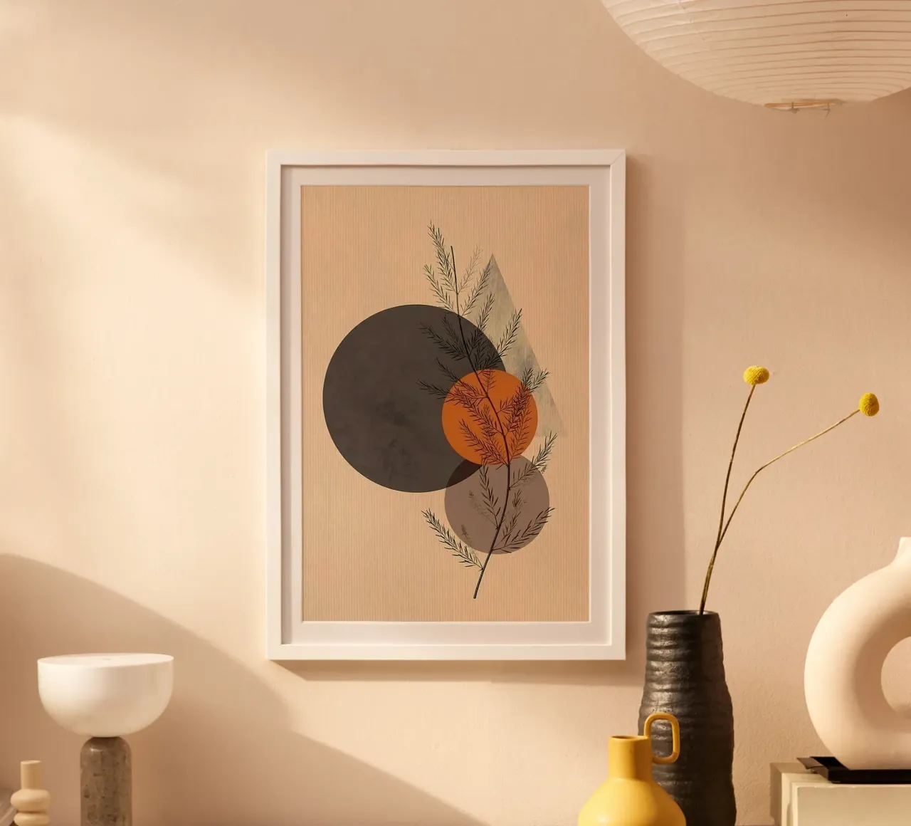 circle shape branch poster con telaio in legno da huminity