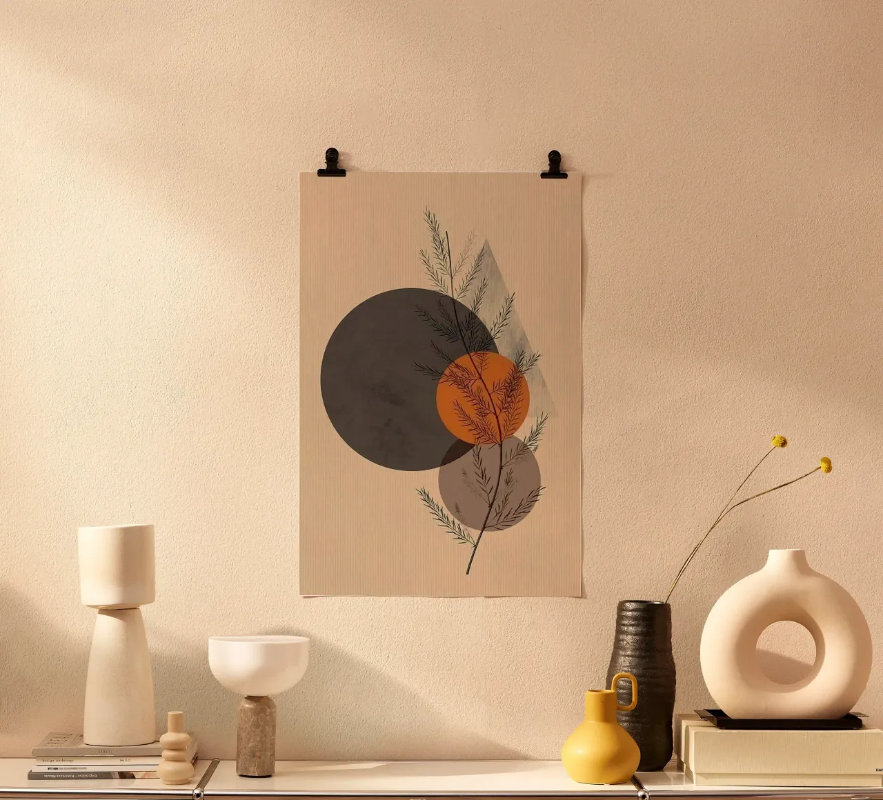 circle shape branch poster con telaio in legno da huminity
