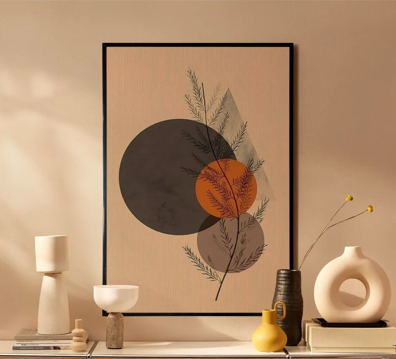 circle shape branch poster con telaio in legno da huminity