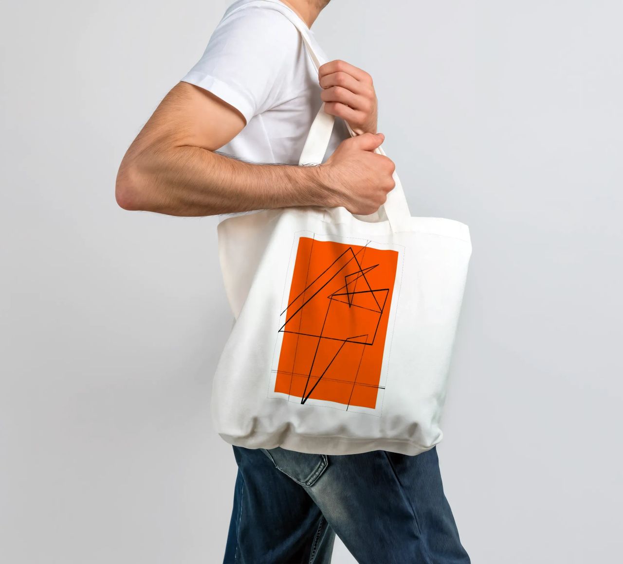 Angular Lines No 6 borsa in juta da treechild