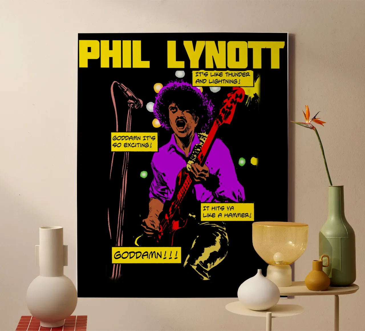 Phil Lynott Thin Lizzy lienzo con Marco flotante de imstildreaming