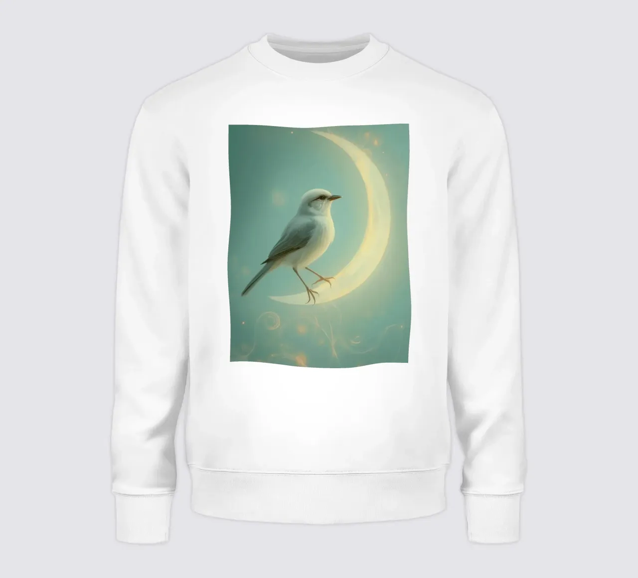 Uccello bianco su luna crescente felpa da DesignDoodle