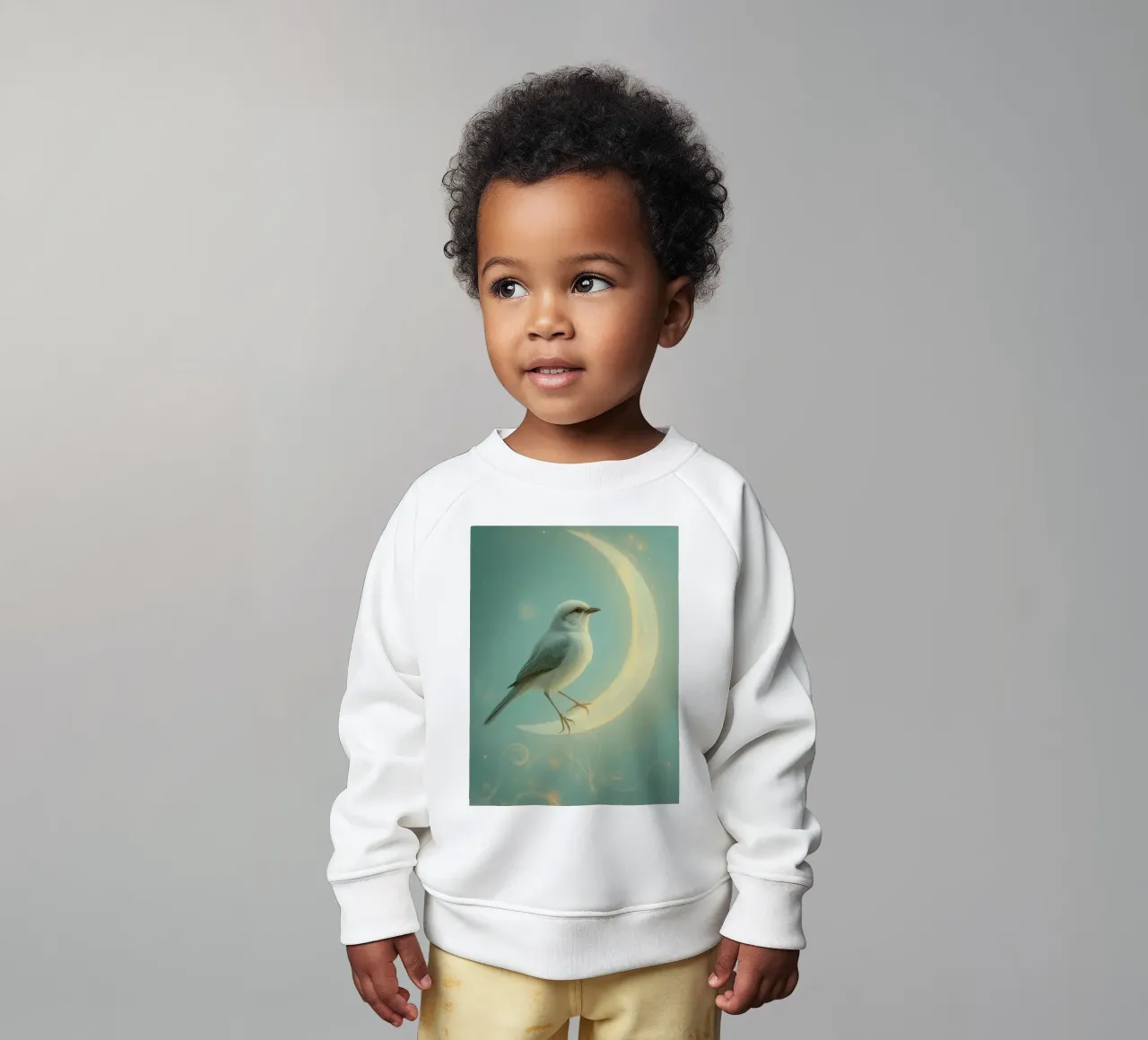 Uccello bianco su luna crescente felpa neonato da DesignDoodle