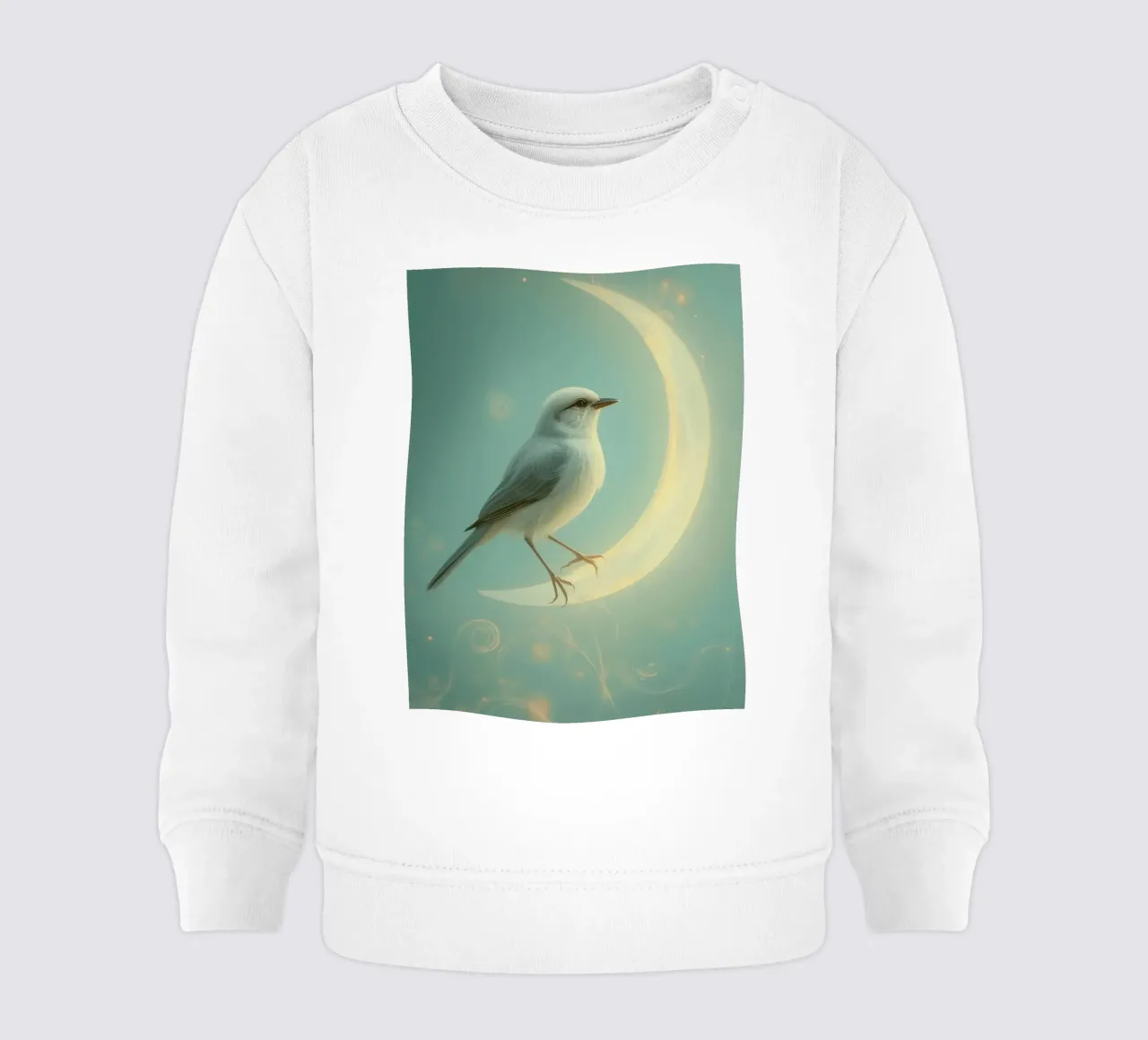 Uccello bianco su luna crescente felpa neonato da DesignDoodle