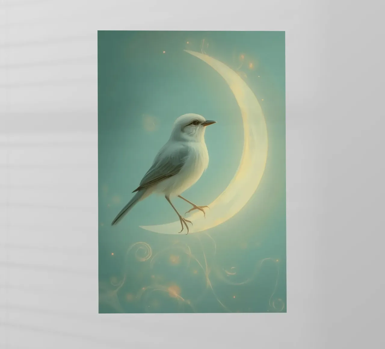 Uccello bianco su luna crescente pellicola backlit da DesignDoodle