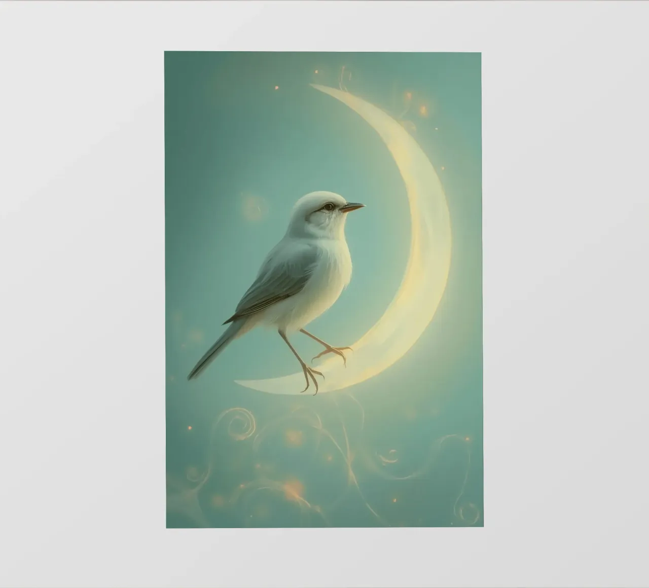 Uccello bianco su luna crescente pellicola backlit da DesignDoodle