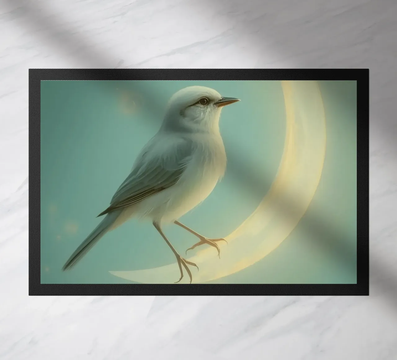 Uccello bianco su luna crescente zerbino da DesignDoodle