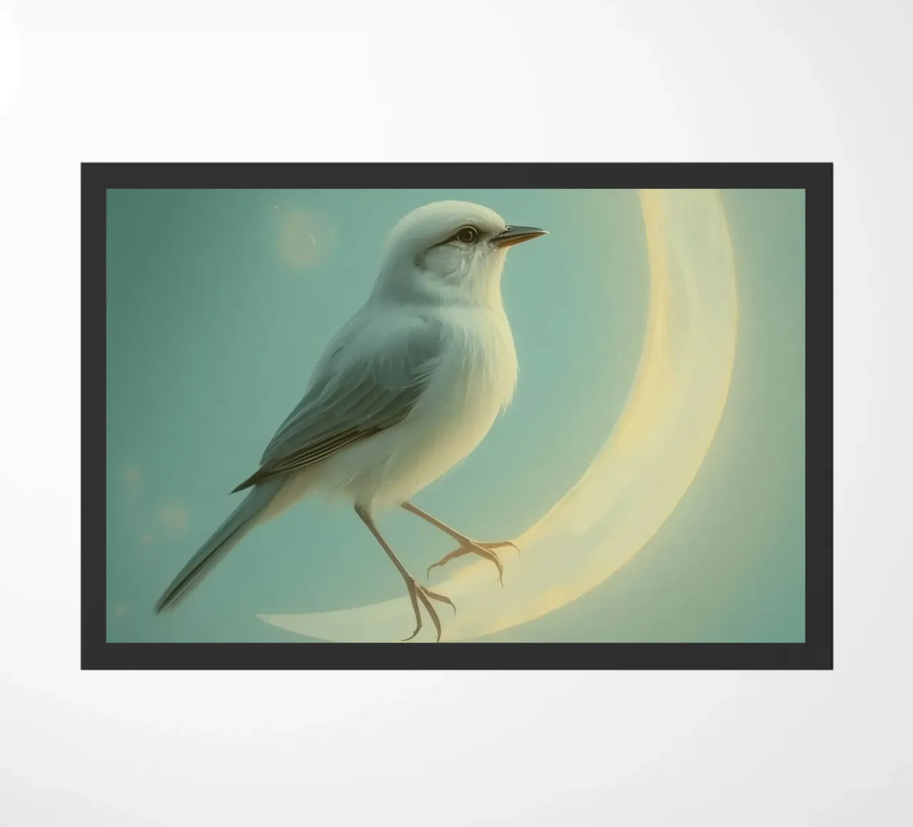 Uccello bianco su luna crescente zerbino da DesignDoodle