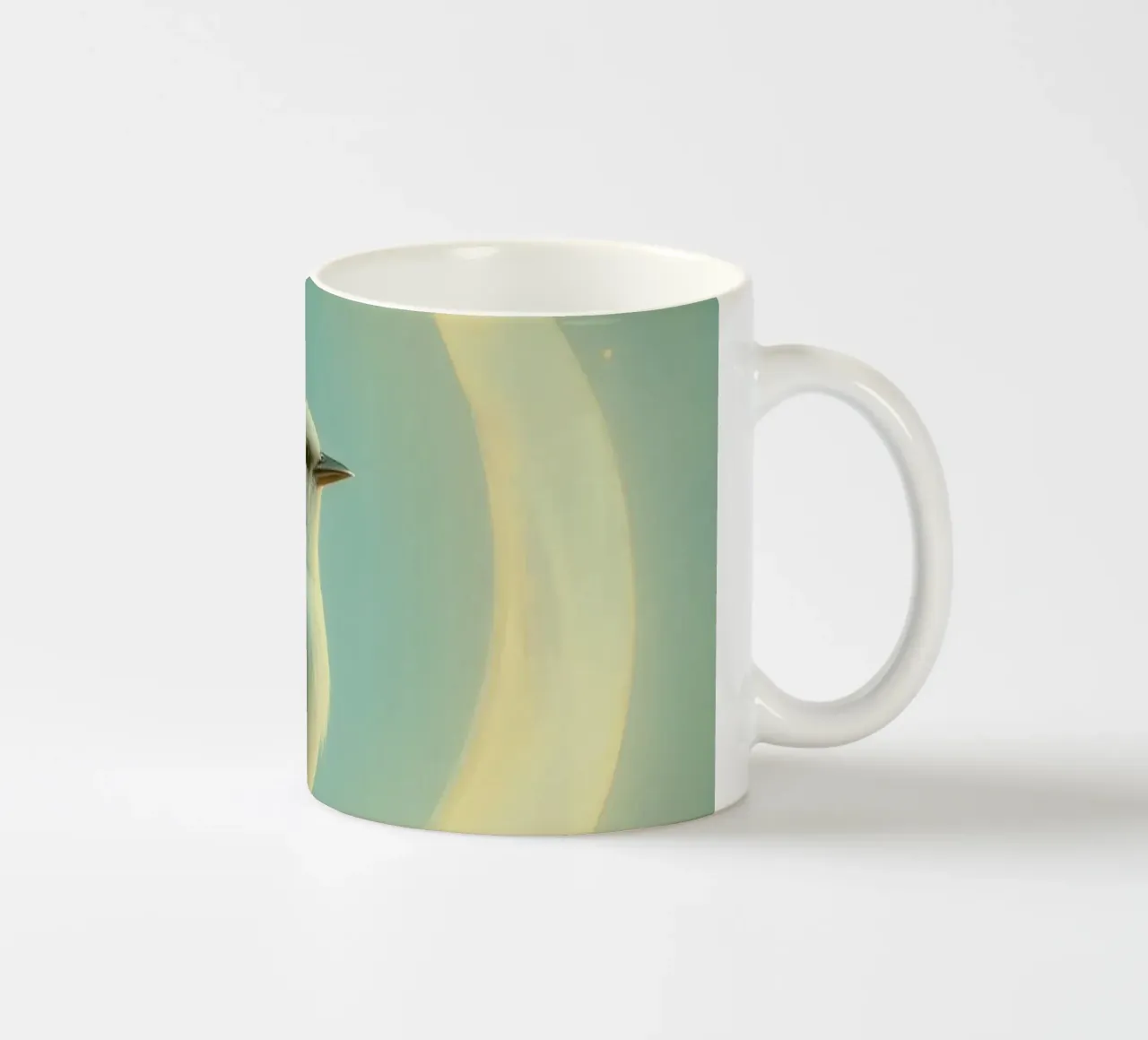 Uccello bianco su luna crescente tazza in ceramica da DesignDoodle