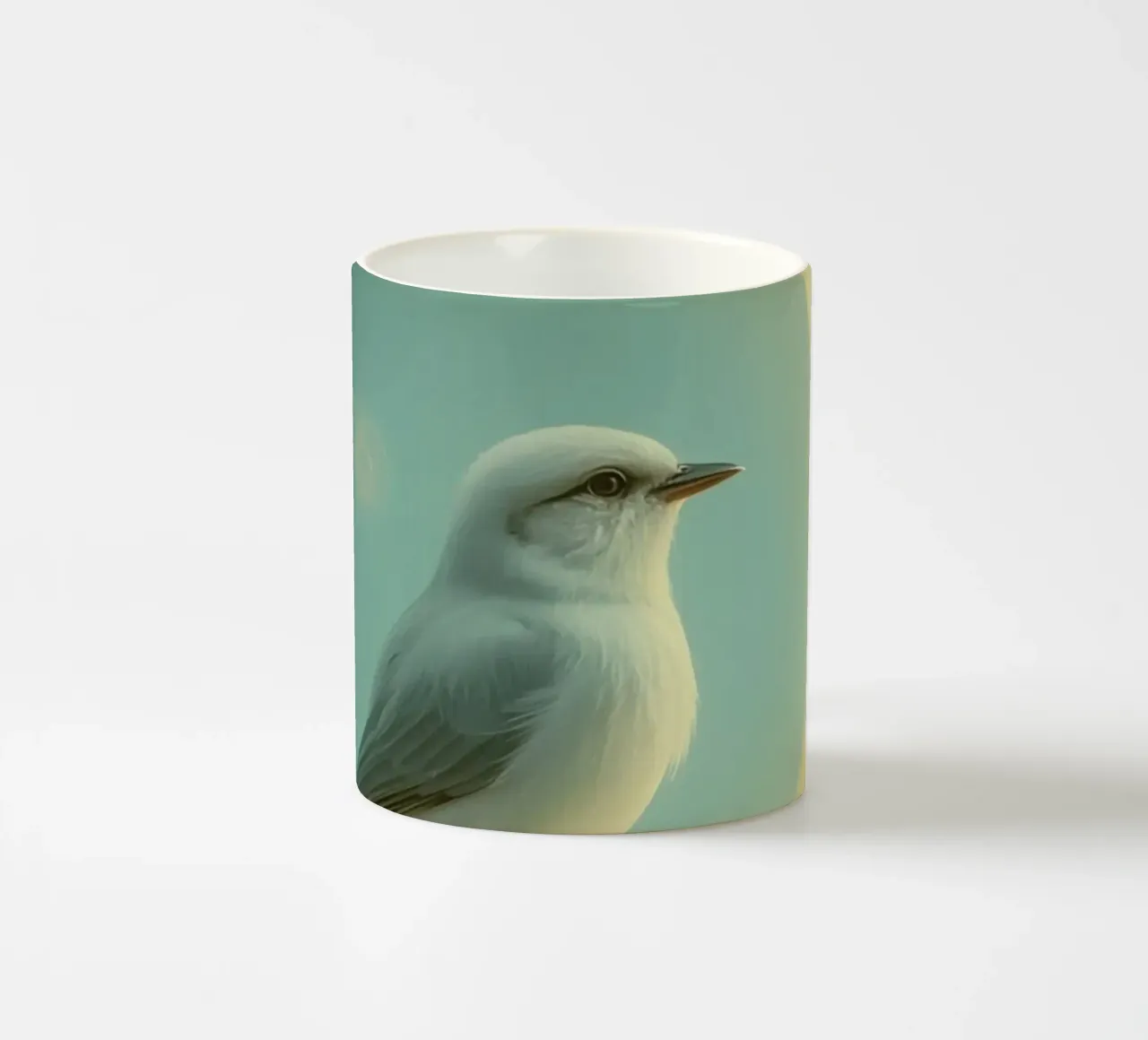 Uccello bianco su luna crescente tazza in ceramica da DesignDoodle