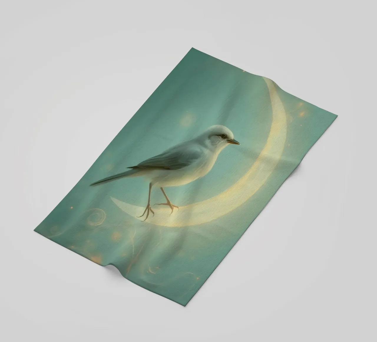 Uccello bianco su luna crescente telo mare da DesignDoodle