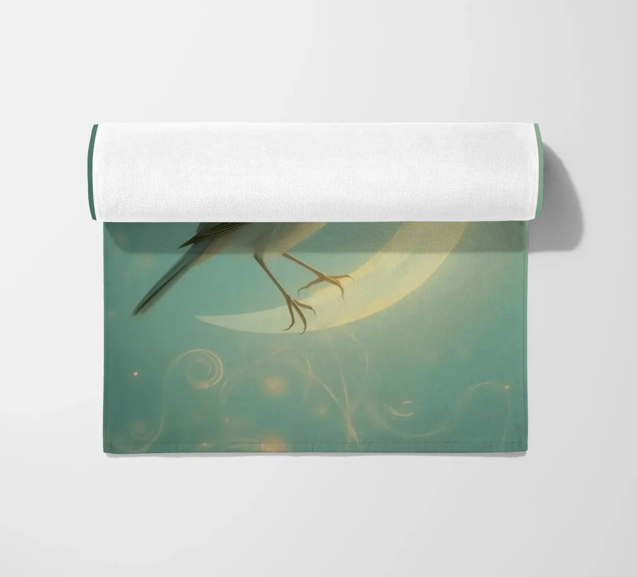 Uccello bianco su luna crescente telo mare da DesignDoodle