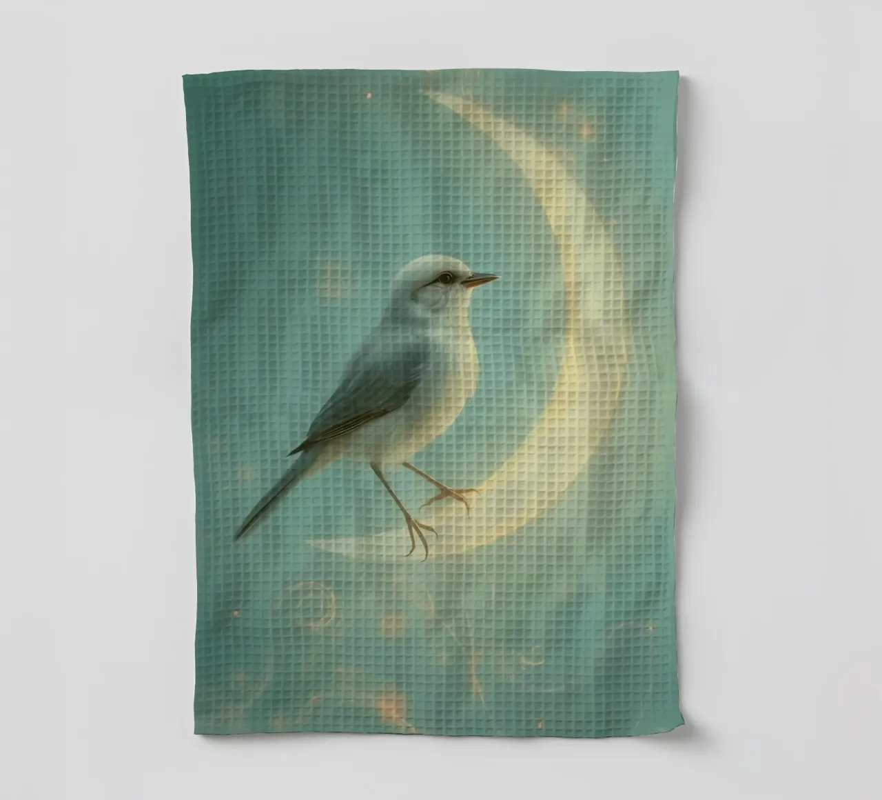 Uccello bianco su luna crescente canovaccio da cucina da DesignDoodle