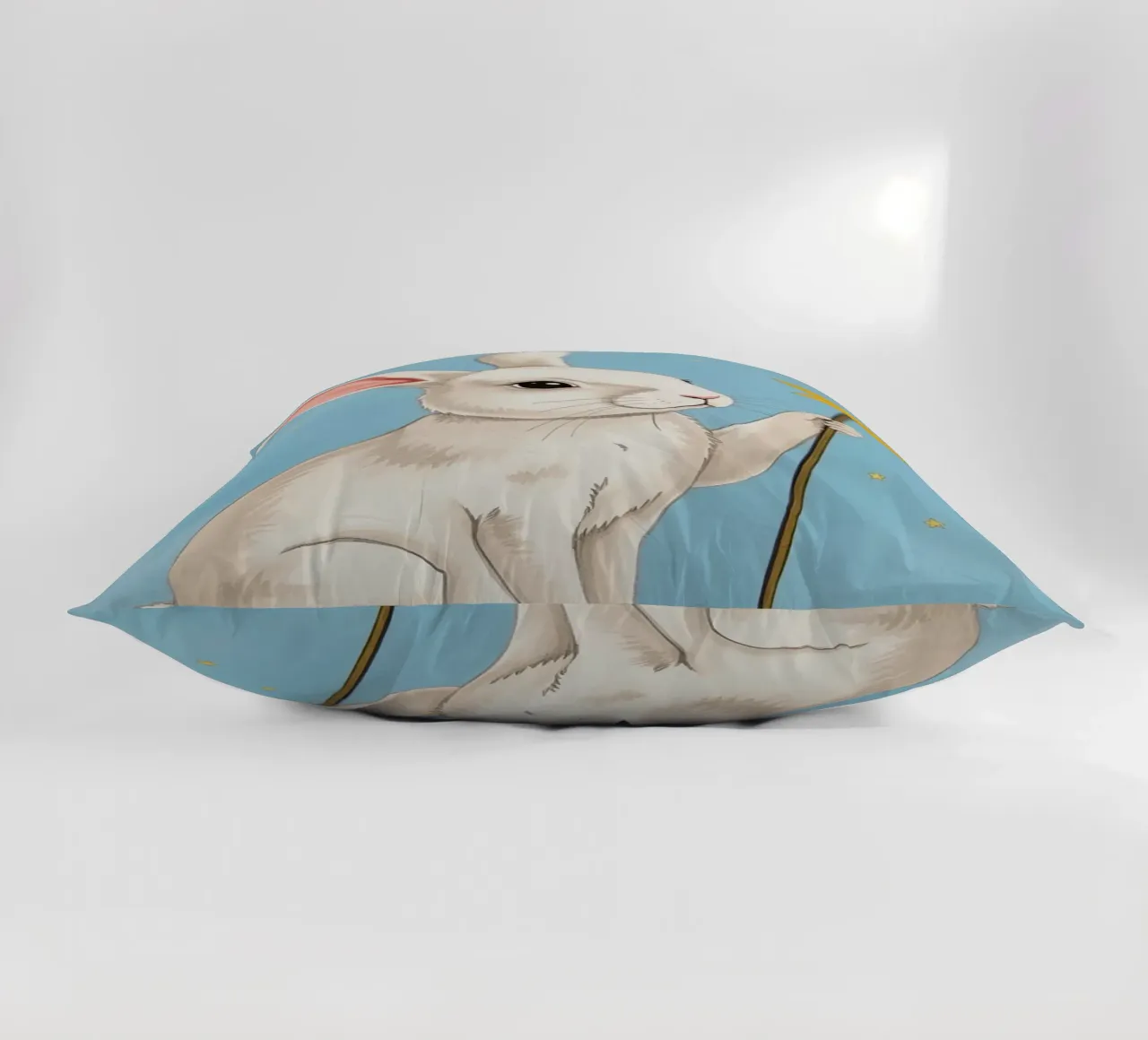 Coniglio bianco con in mano una bacchetta a stella cuscino da DesignDoodle