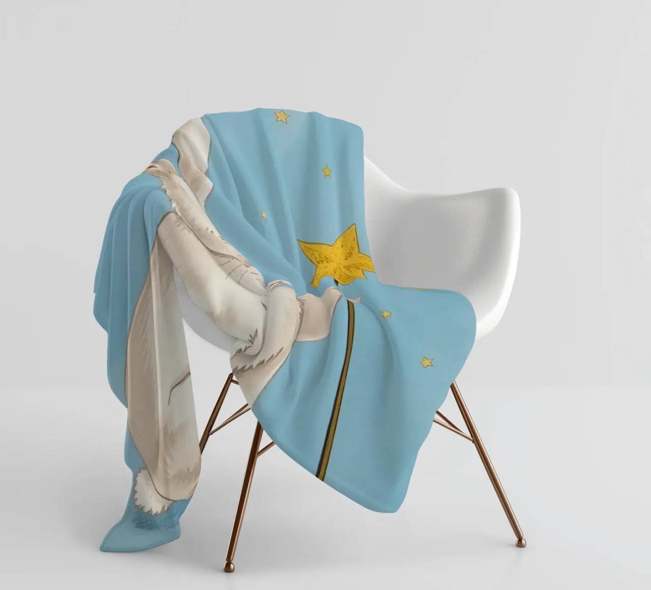 Coniglio bianco con in mano una bacchetta a stella coperta in pile da DesignDoodle