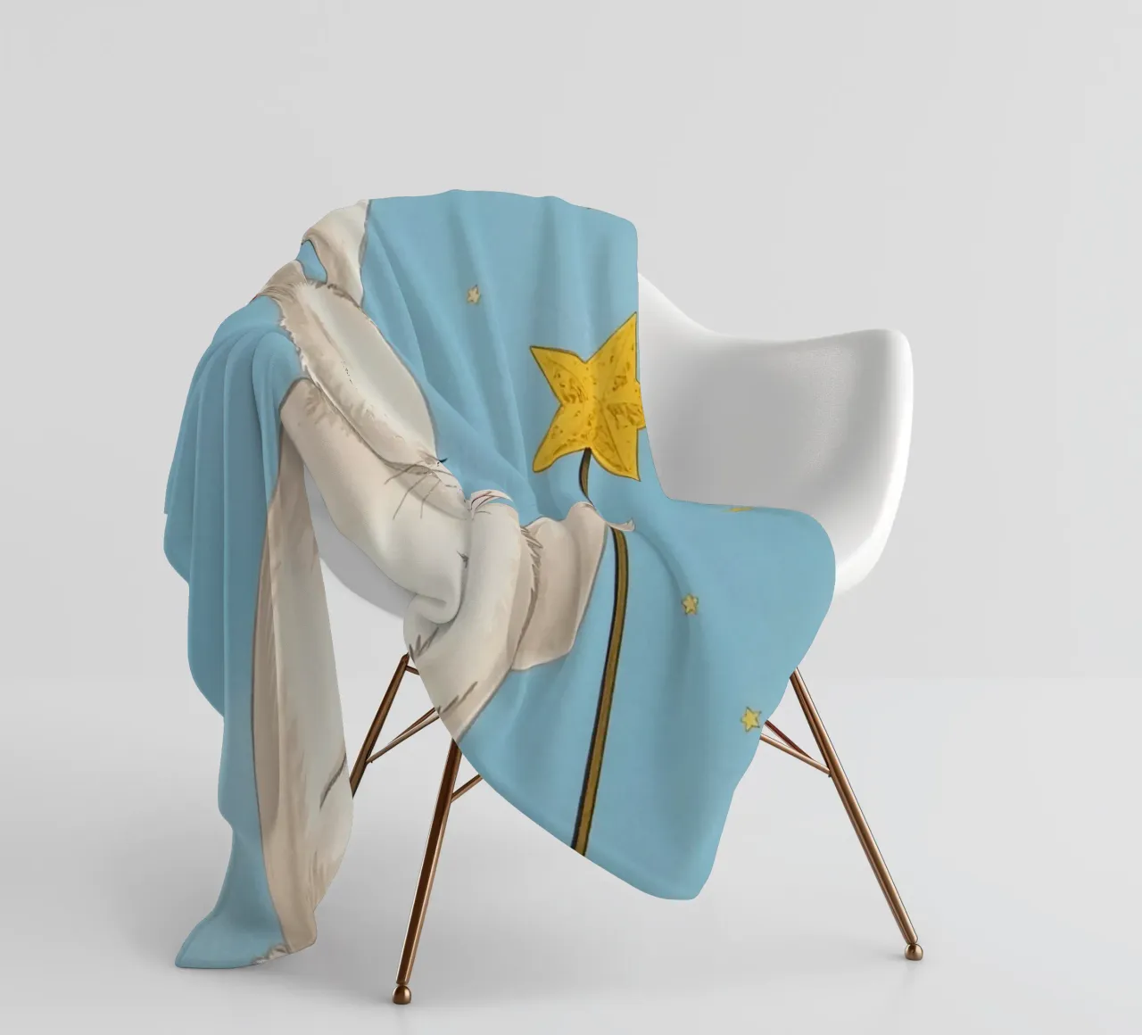 Coniglio bianco con in mano una bacchetta a stella coperta in pile da DesignDoodle