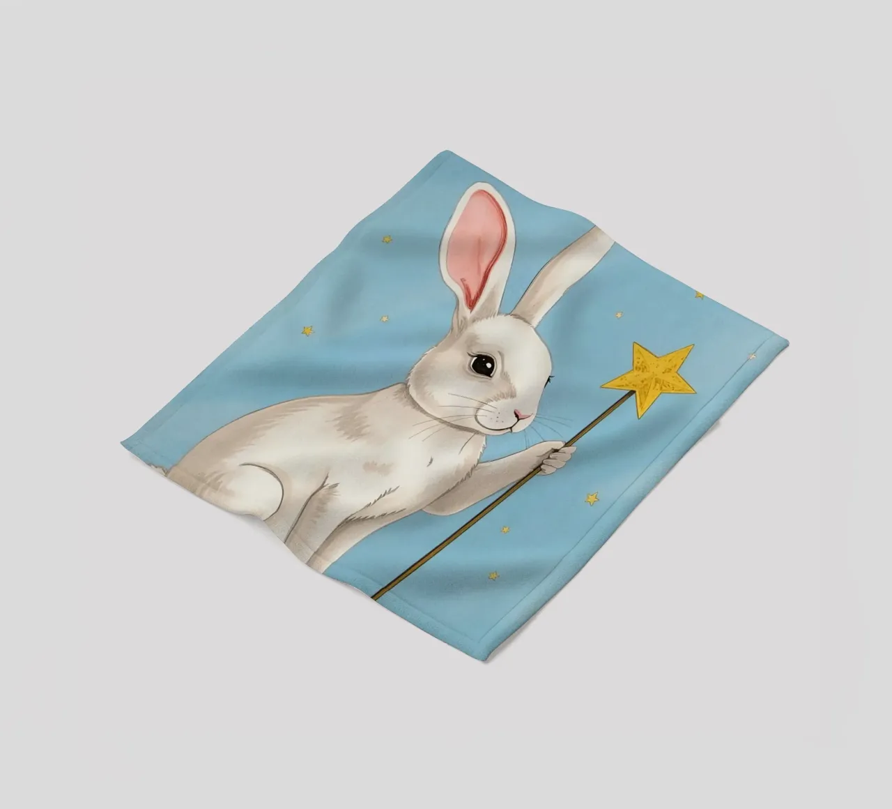 Coniglio bianco con in mano una bacchetta a stella coperta in pile da DesignDoodle