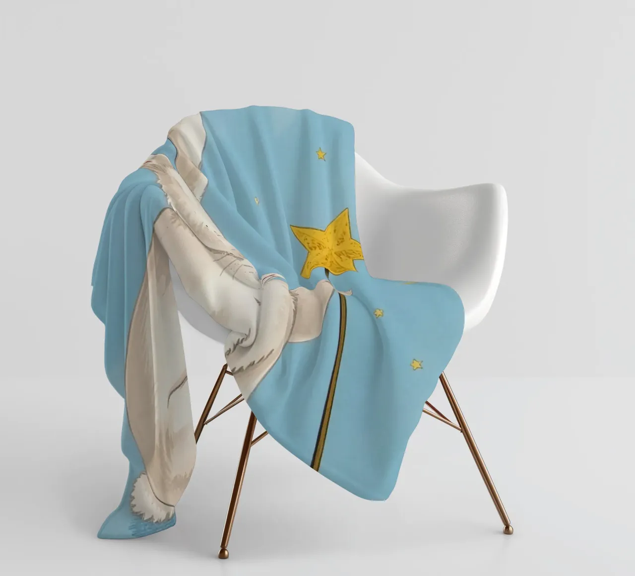 Coniglio bianco con in mano una bacchetta a stella coperta in pile da DesignDoodle