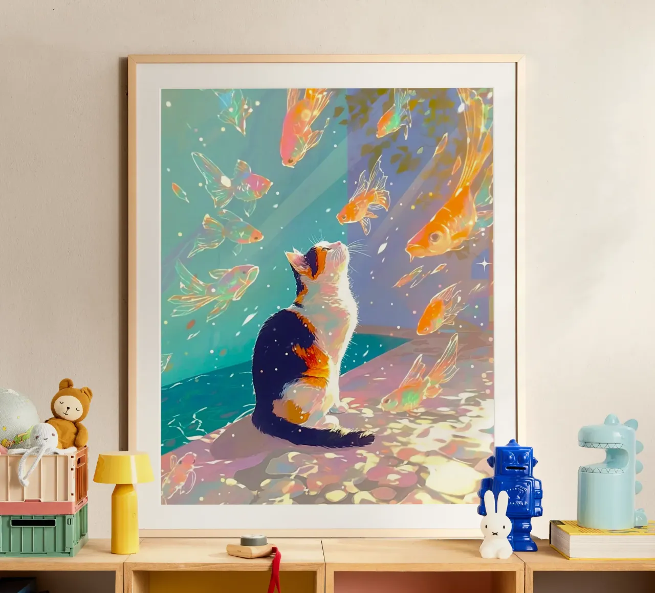 cat with fish poster da firmana