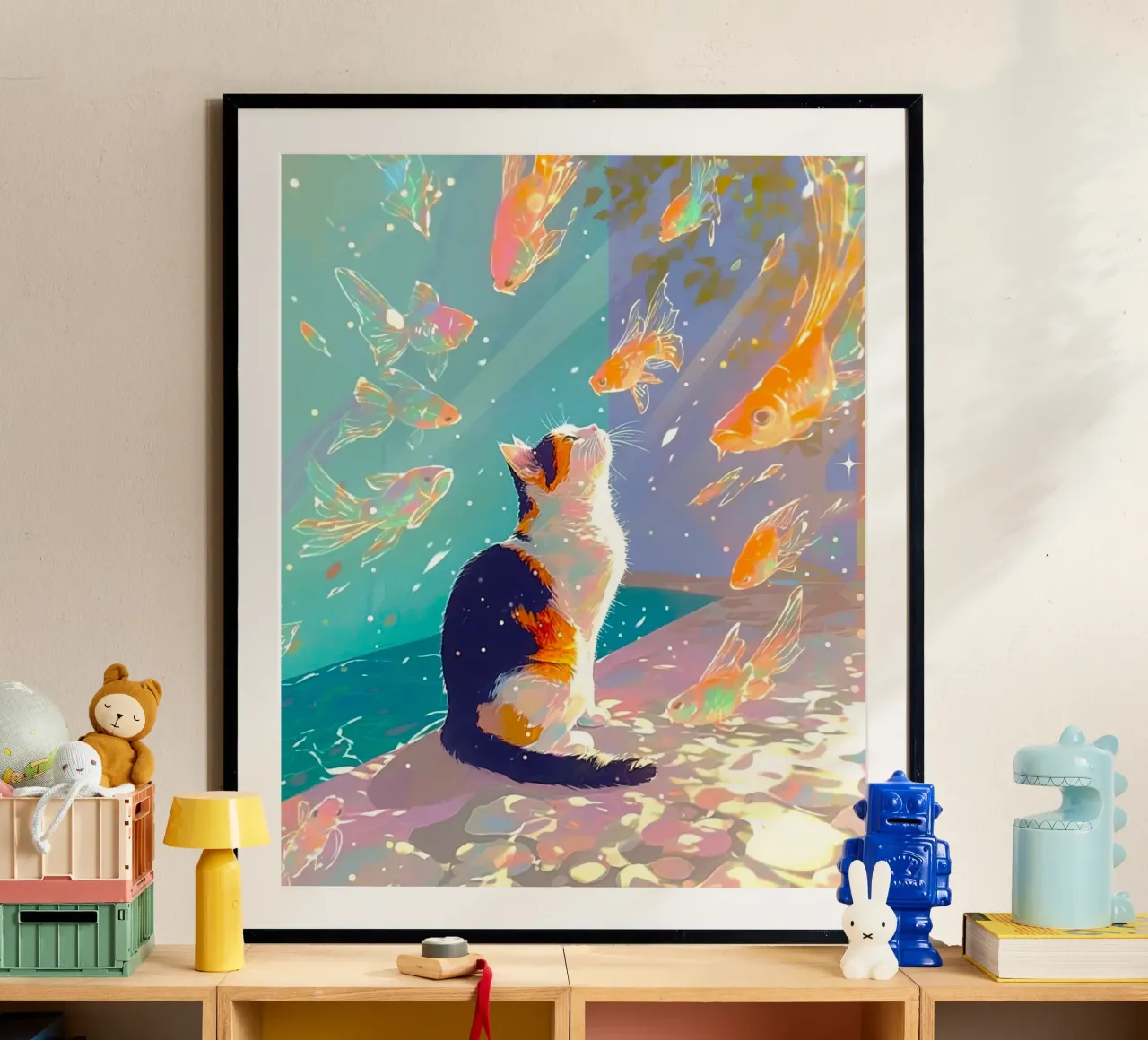 cat with fish poster da firmana
