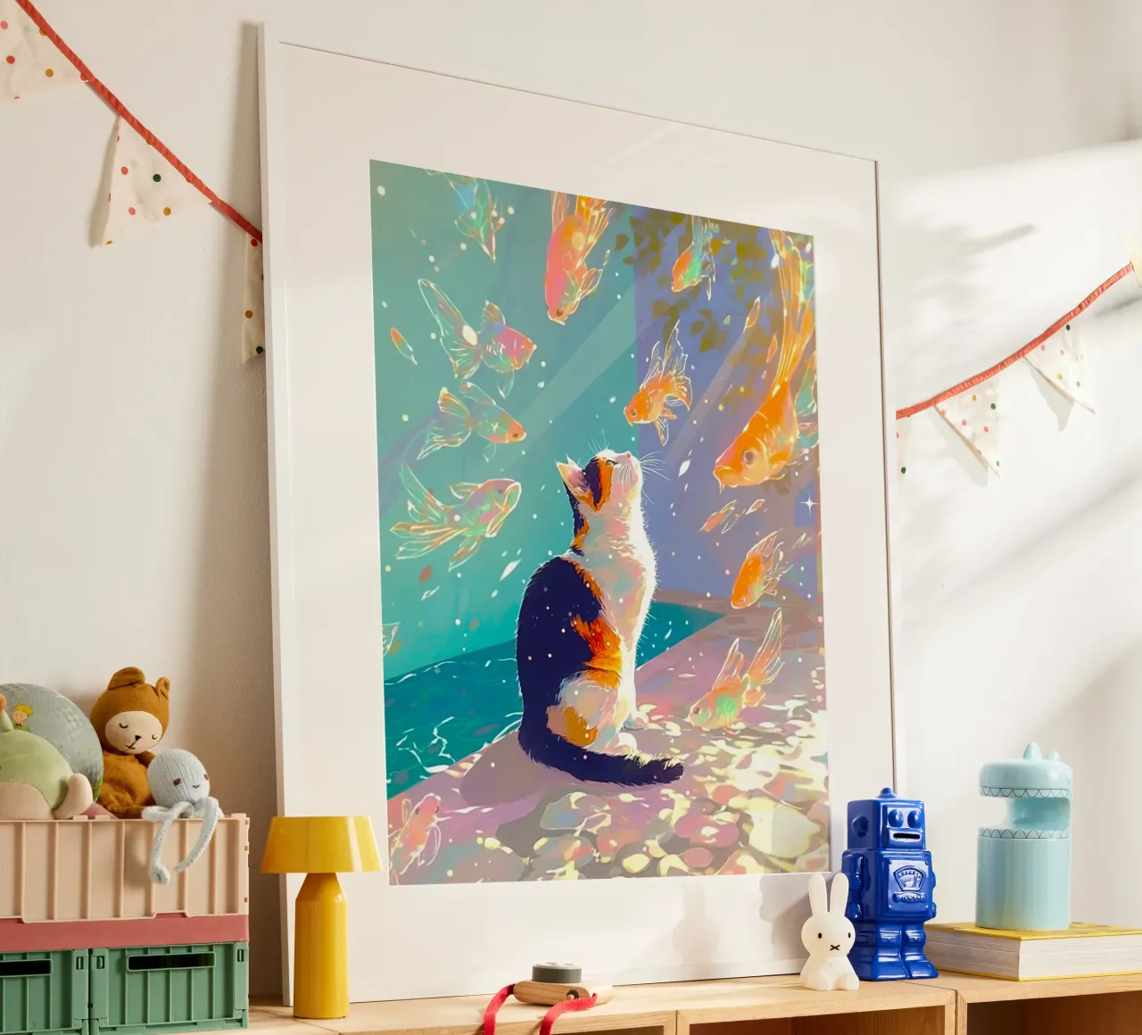 cat with fish poster da firmana