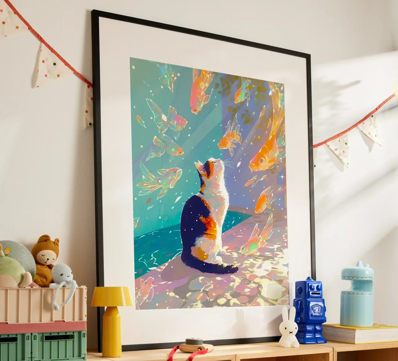 cat with fish poster da firmana