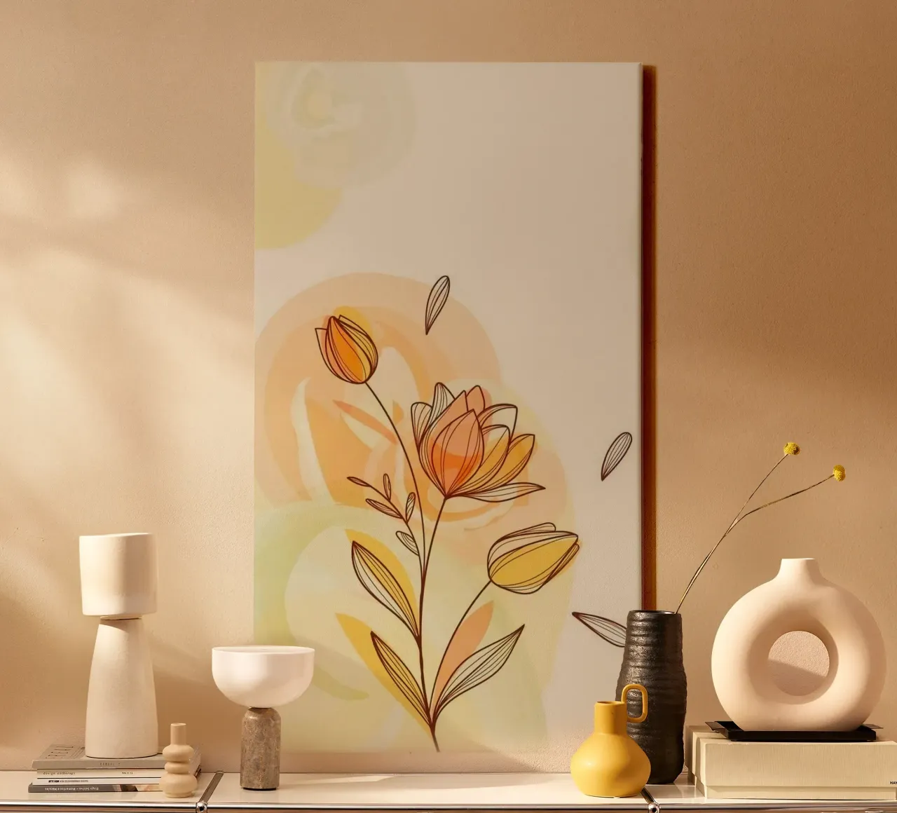 flower in shape tela con Cornice a cassetta da firmana