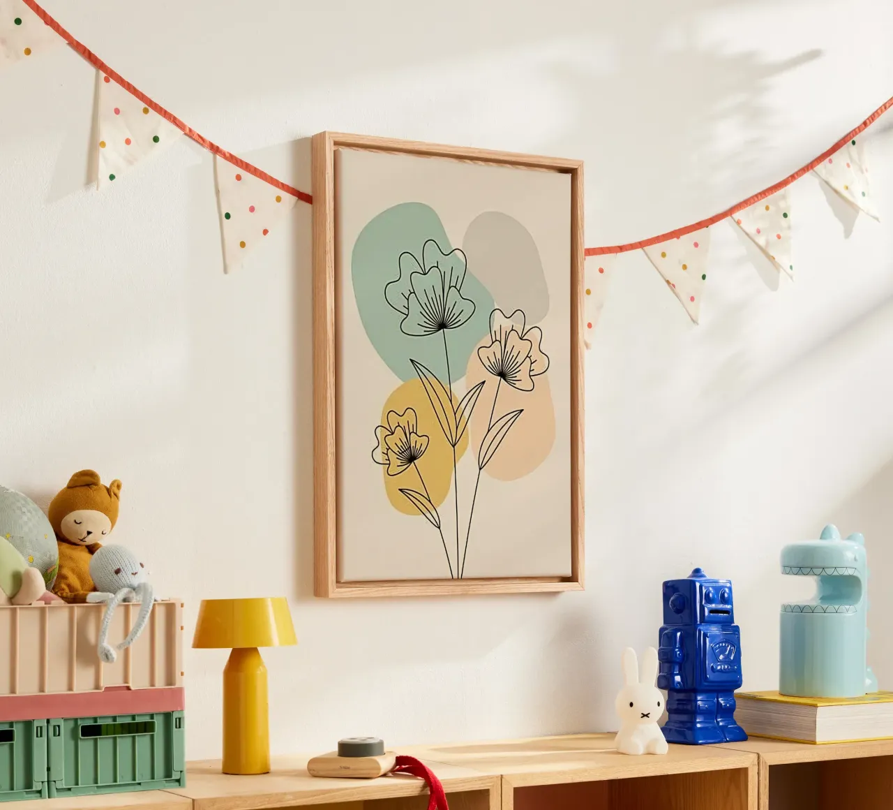 rose line shape tela con Cornice a cassetta da sunity