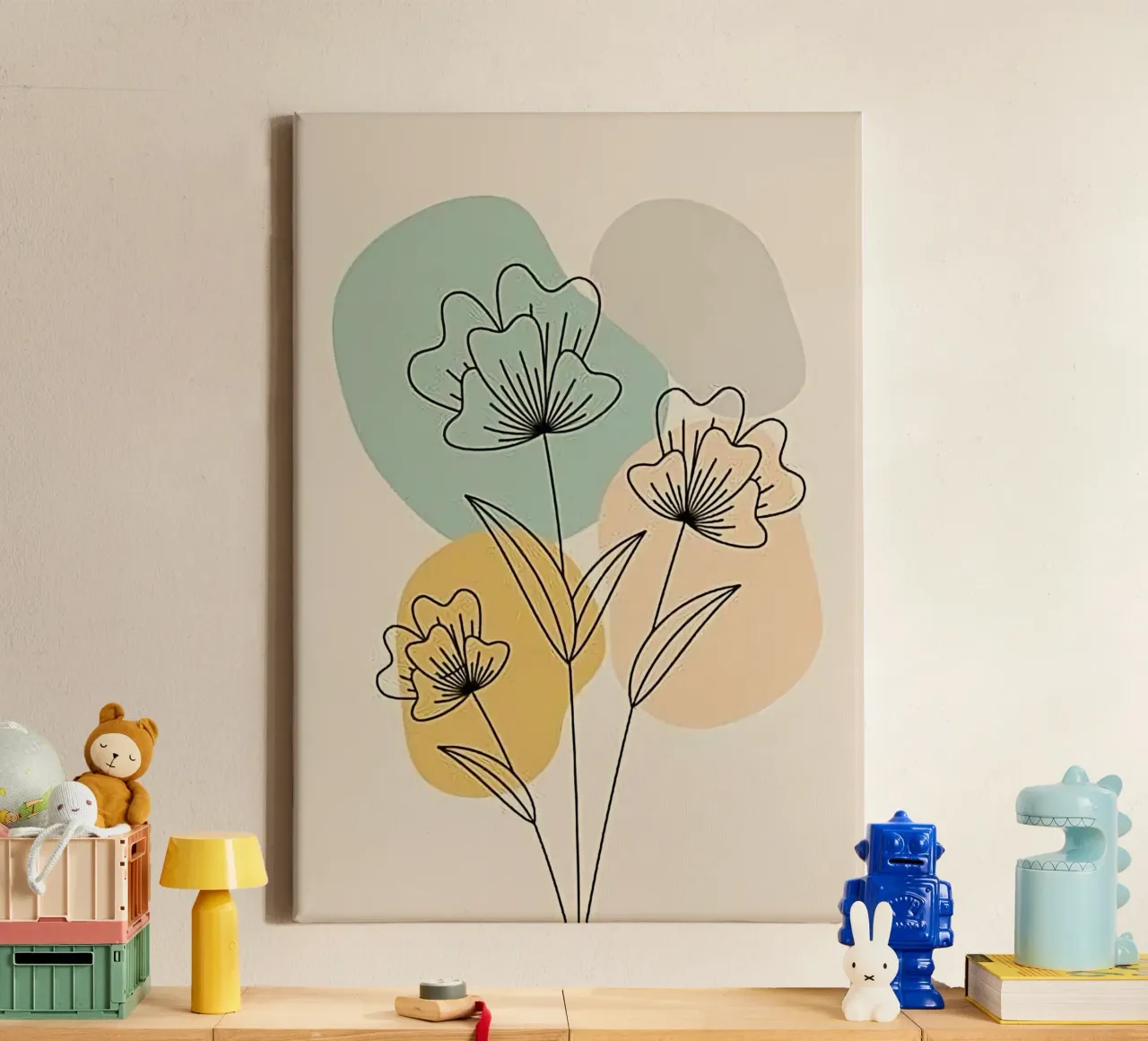 rose line shape tela con Cornice a cassetta da sunity