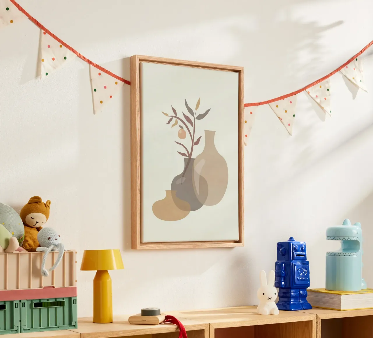 shape vase and leaf fruit tela con Cornice a cassetta da firmana