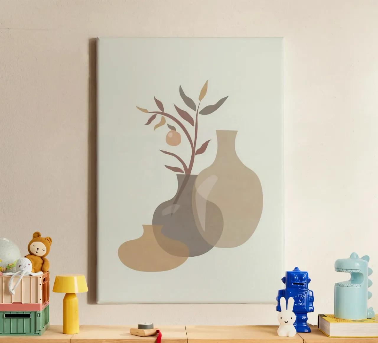 shape vase and leaf fruit tela con Cornice a cassetta da firmana