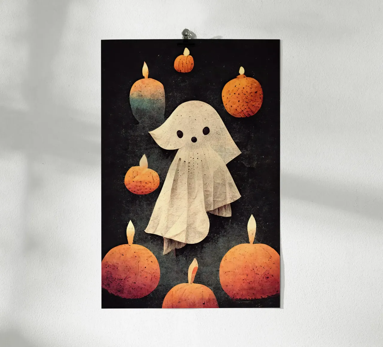 Little Ghost poster con telaio in plastica da treechild
