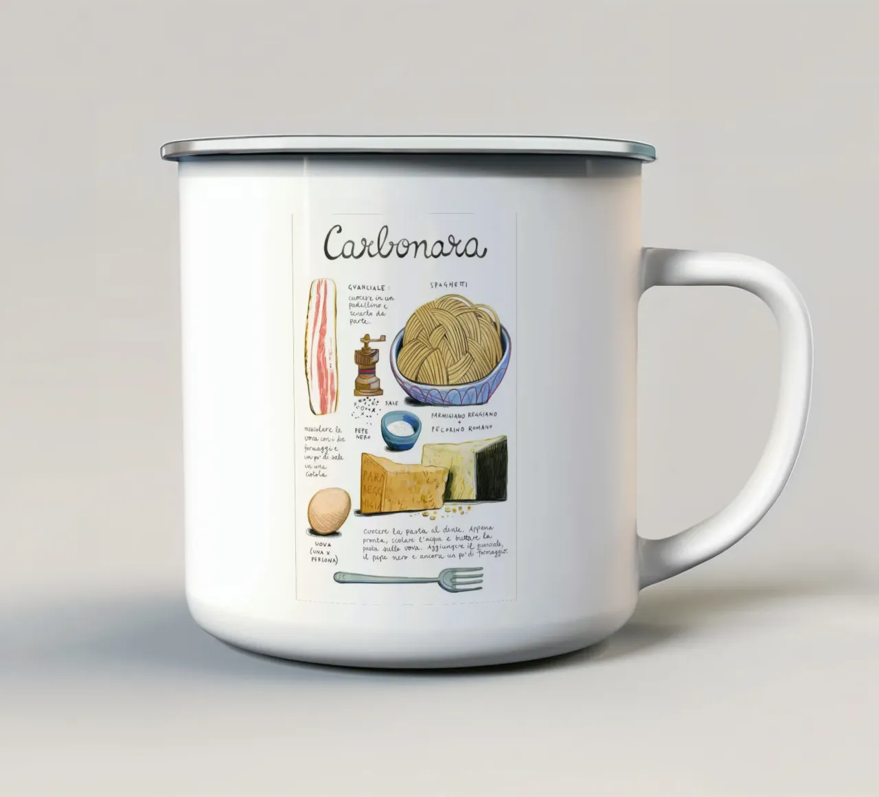 Carbonara tazza in smalto da Type & Tape
