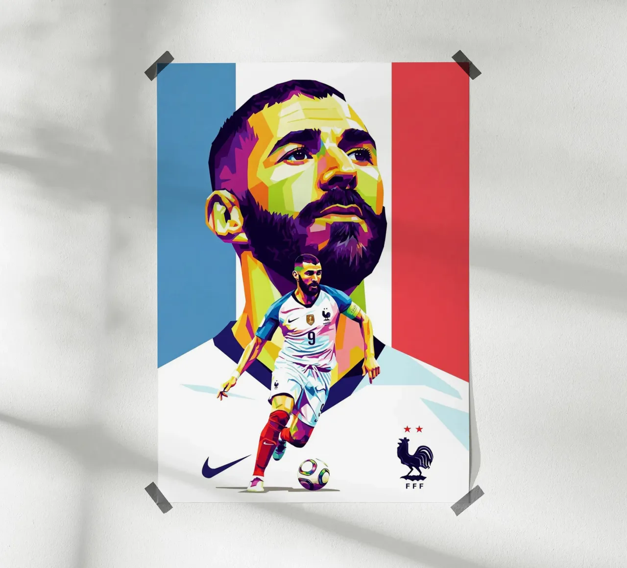 Ritratto pop art di Karim Benzema poster da Hantamrata