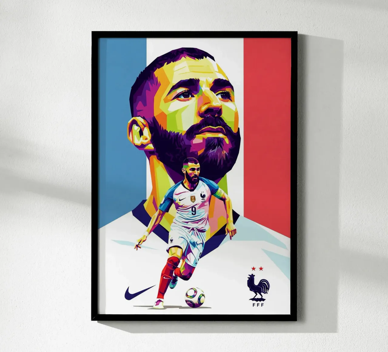 Ritratto pop art di Karim Benzema poster da Hantamrata