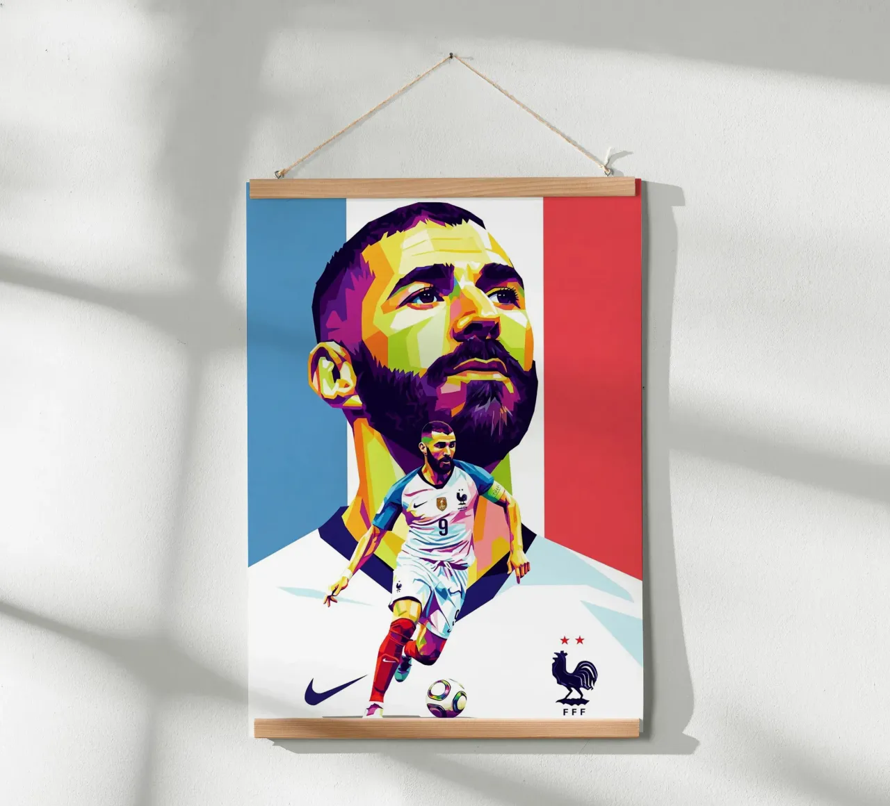 Ritratto pop art di Karim Benzema poster da Hantamrata