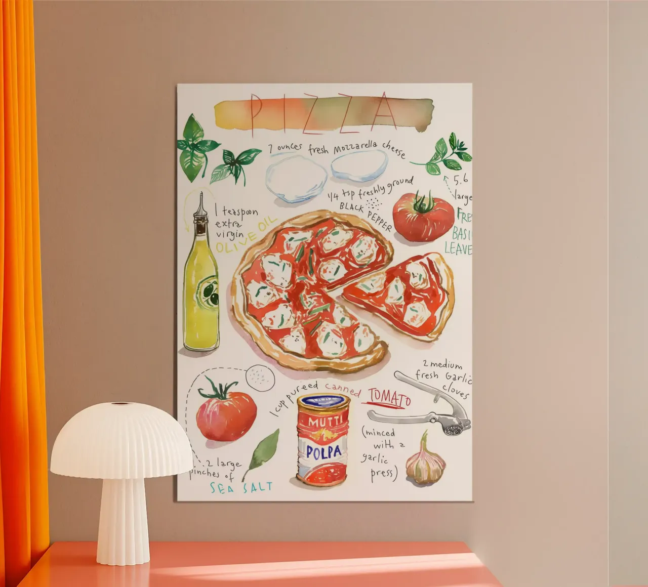 Pizza Ingredients poster da Type & Tape
