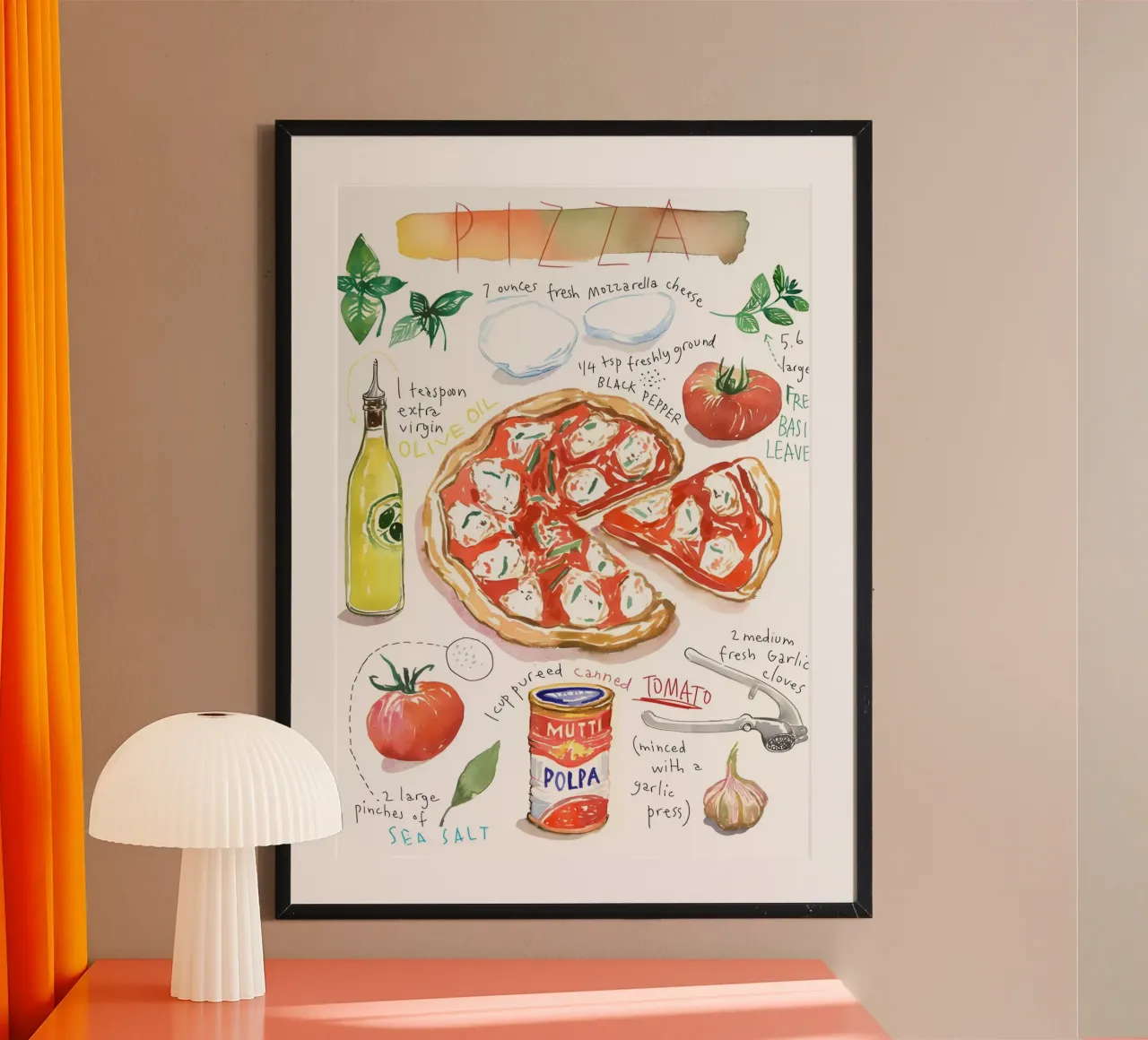 Pizza Ingredients poster da Type & Tape