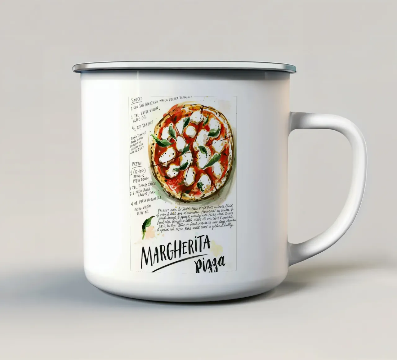 Margherita Pizza tazza in smalto da Type & Tape