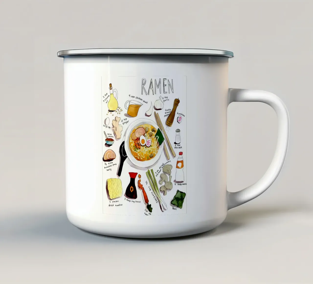 Ramen tazza in smalto da Type & Tape
