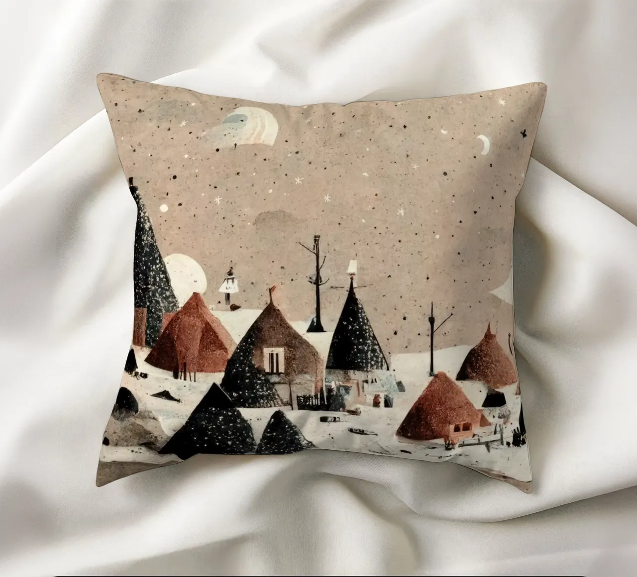 Tiny Winter Village cuscino da treechild