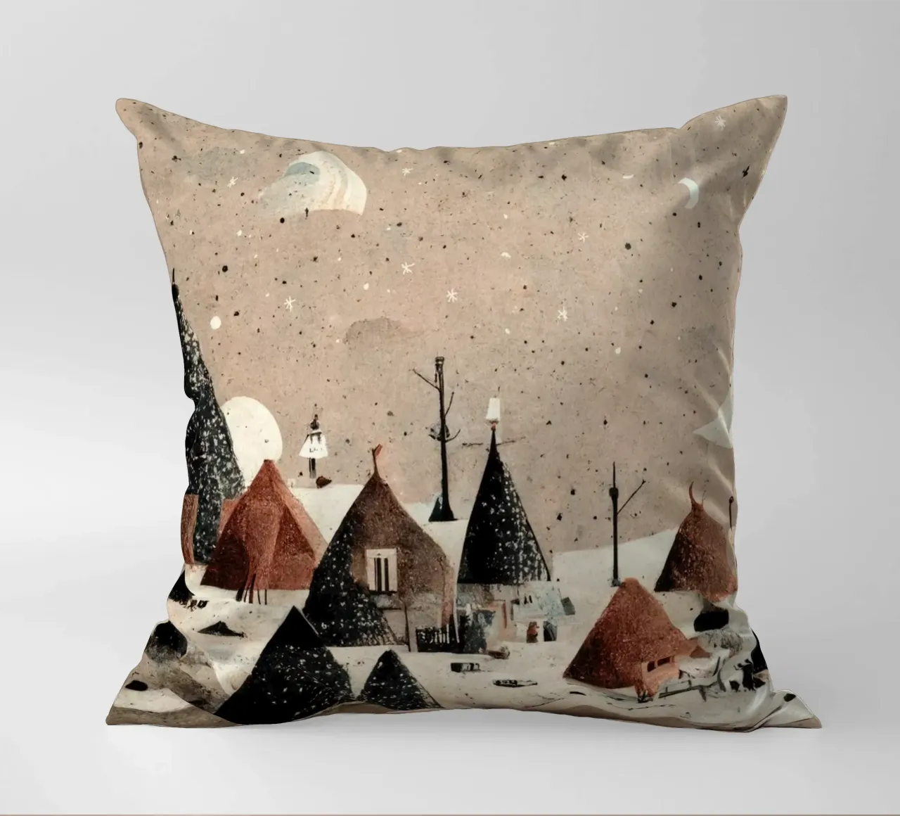 Tiny Winter Village cuscino da treechild