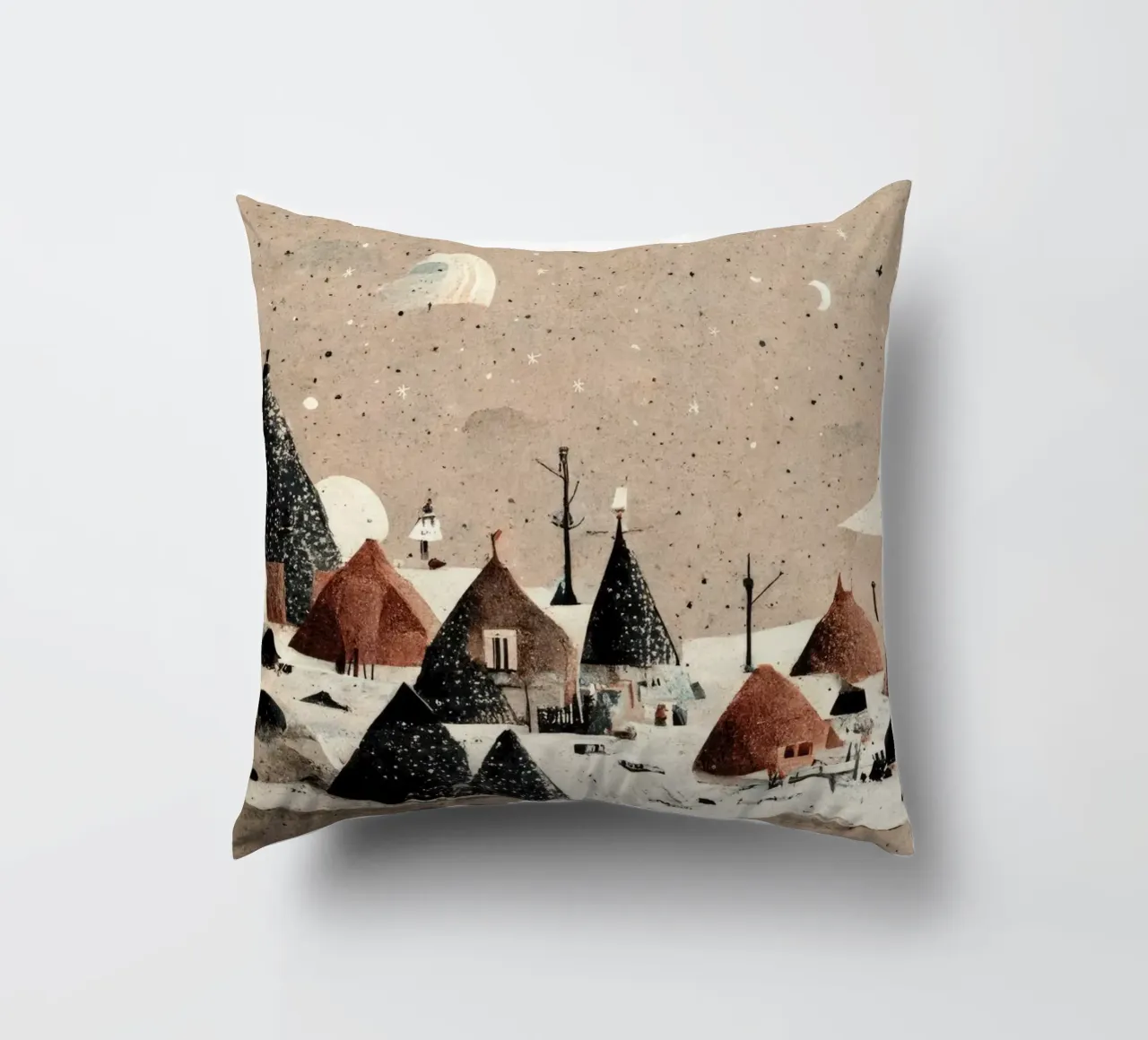 Tiny Winter Village cuscino da treechild