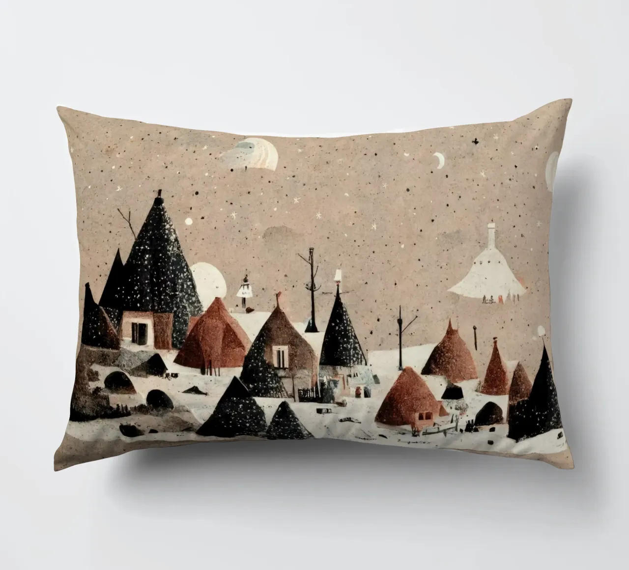 Tiny Winter Village cuscino da treechild
