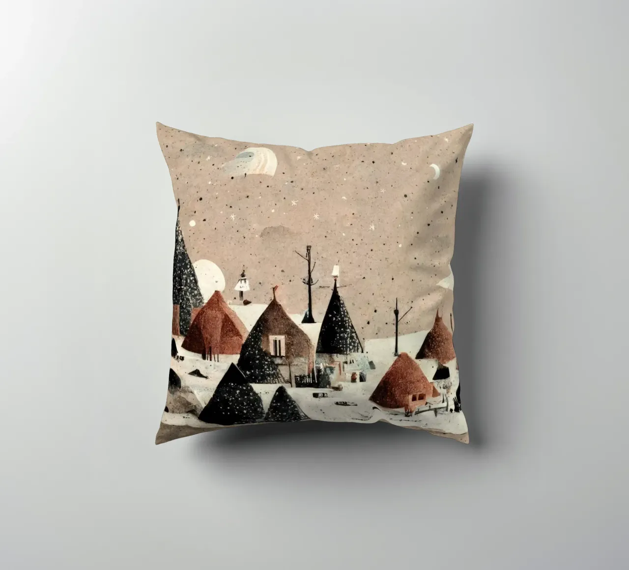 Tiny Winter Village cuscino da treechild