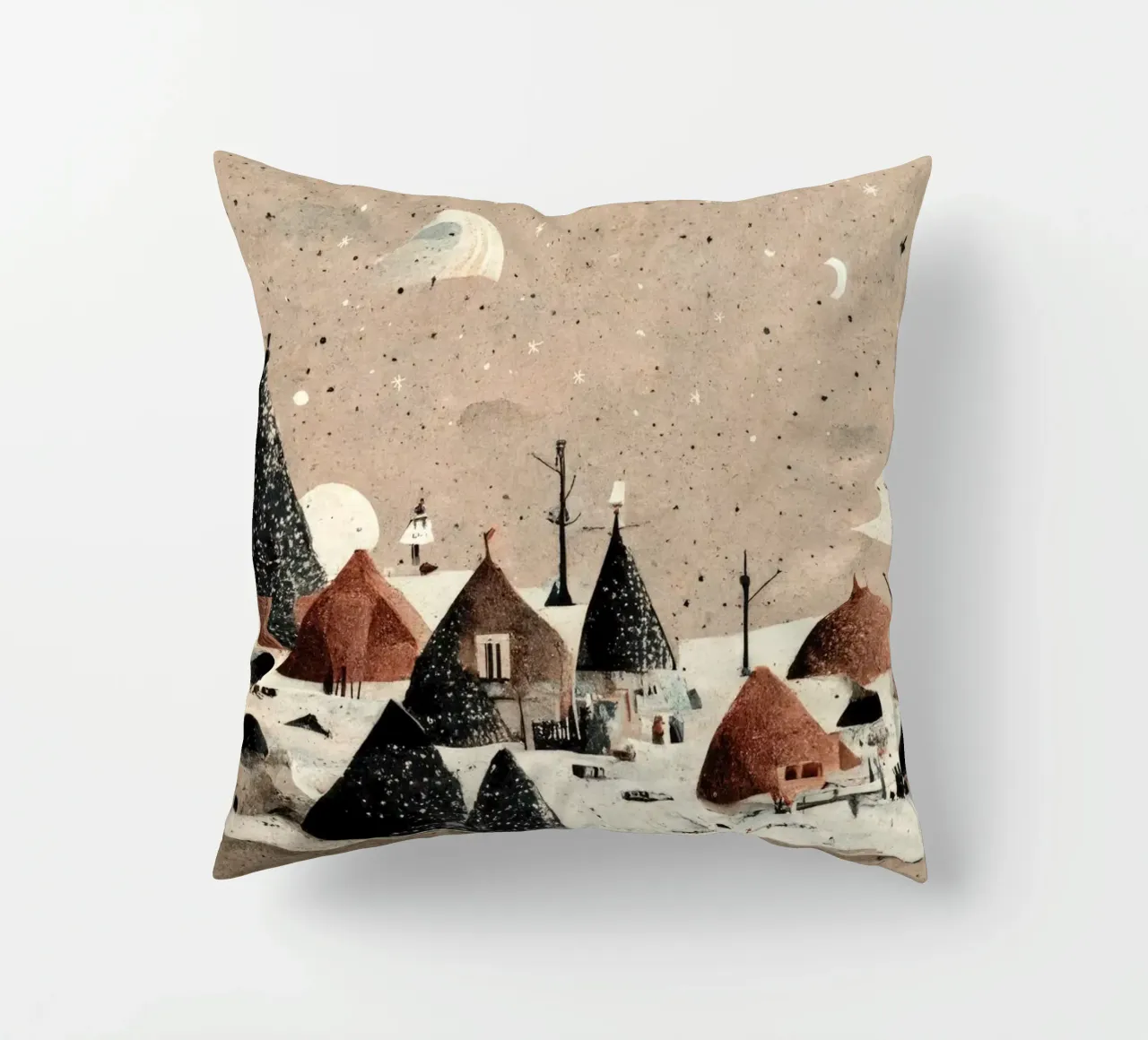 Tiny Winter Village cuscino da treechild