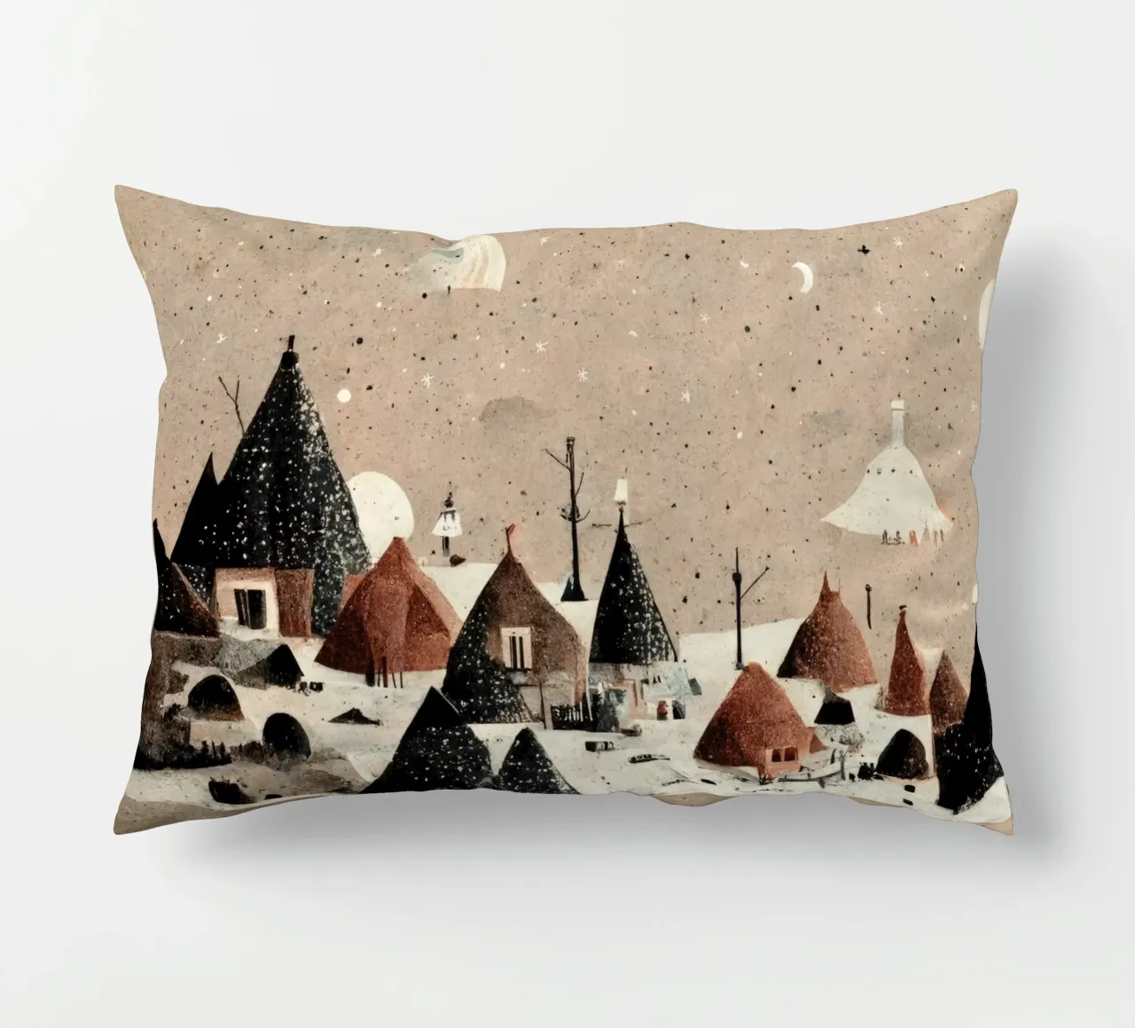 Tiny Winter Village cuscino da treechild