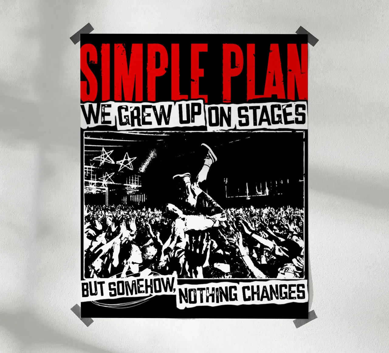 Padella semplice Grunge Punk poster con telaio in legno da sophielouise.designs