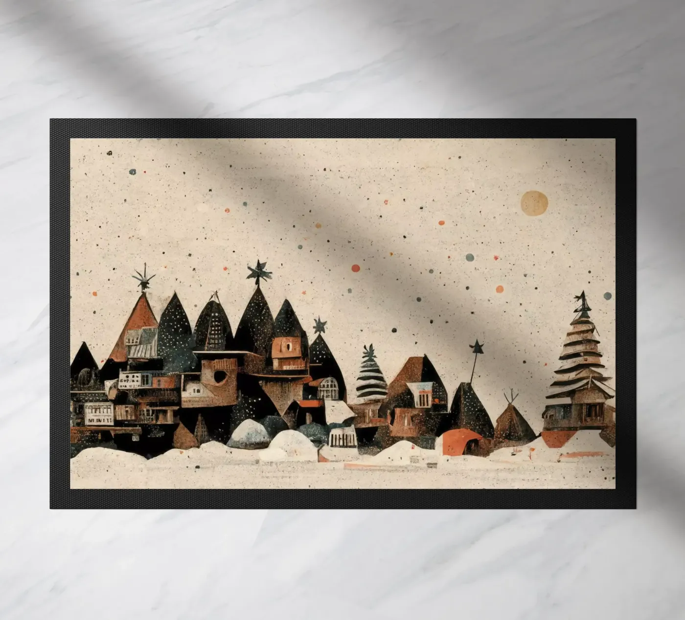 Tiny Christmas Town doormat by treechild